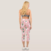 Leggings Capri Llamas et cactus Motif de Noël (Verso)