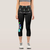 Leggings Capri Logo amérindien Anishinaabe Design floral (Recto)