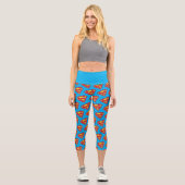Leggings Capri Logo classique Supergirl avec fond bleu (Recto)