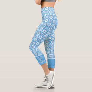 Leggings Capri Logo de la raquette de tennis, texte personnalisé 