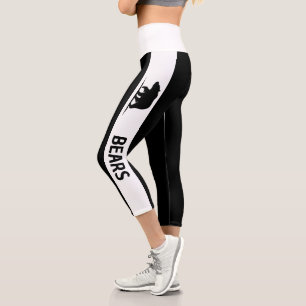 Leggings Capri Logo de l'équipe personnalisée noir blanc