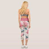 Leggings Capri Lotus romantique en rose, crème et vert tendre (Verso)