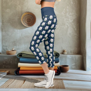 Leggings Capri Loup Arctique Blanc Mystique Neige Bleue Galanthus