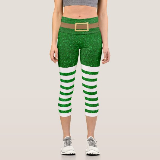 Leggings Capri Lucky Green Parties scintillant Leprechaun St. Pat (Recto)