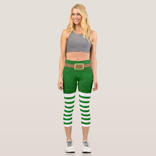 Leggings Capri Lucky Green Parties scintillant Leprechaun St. Pat (Recto)