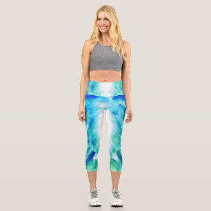 Leggings Capri Lumière céleste éclate Art Abstrait Imprimer