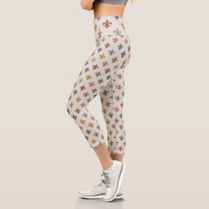 Leggings Capri Lumière de design fleur de lis en bois terrestres