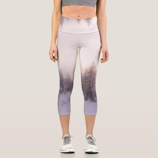 Leggings Capri Lumière du soleil et forêt d'épinettes (Recto)