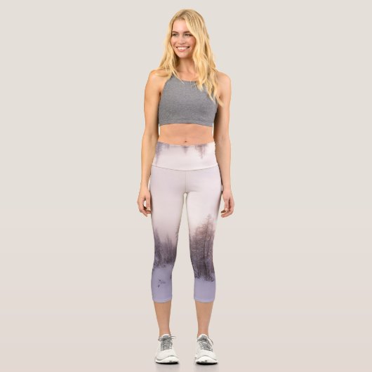Leggings Capri Lumière du soleil et forêt d'épinettes (Recto)