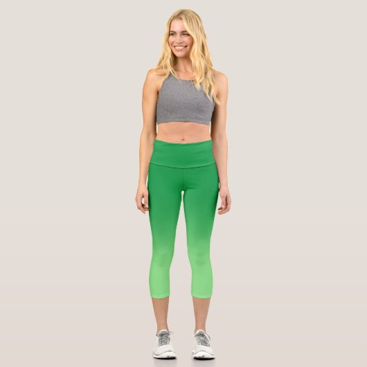 Leggings Capri Lumière Monotone moderne à Kelly Green Gradient (Recto)