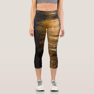 Leggings Capri Lumières de nuit Abstraites reflet bronze brillant