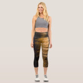 Leggings Capri Lumières de nuit Abstraites reflet bronze brillant (Recto)