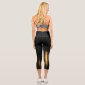 Leggings Capri Lumières nocturnes Abstraites mer brillant or noir (Verso)