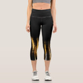 Leggings Capri Lumières nocturnes Abstraites mer brillant or noir (Recto)