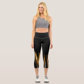 Leggings Capri Lumières nocturnes Abstraites mer brillant or noir (Recto)