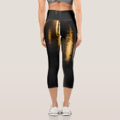 Leggings Capri Lumières nocturnes Abstraites mer brillant or réfl (Verso)