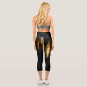 Leggings Capri Lumières nocturnes Abstraites mer brillant or réfl (Verso)
