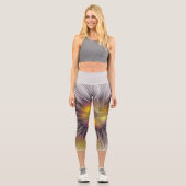 Leggings Capri Lumineuse Fleur colorée, Abstraite Fractale modern (Recto)