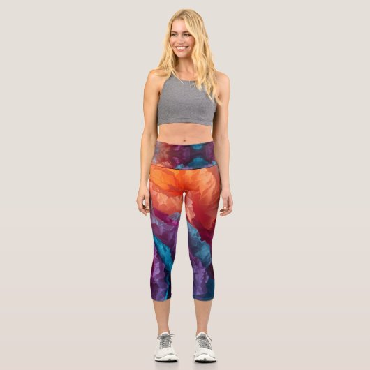 Leggings Capri Luminous Abstract Tissue Paper Layers (Recto)