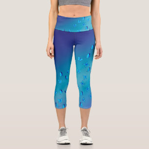 Leggings Capri Lune bleue Abstraite et papillons