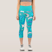 Leggings Capri Lune nuageuse bleue (Recto)
