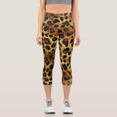 Leggings Capri Luxury Glitter Gold Brown Rust Leopard Pattern (Recto)