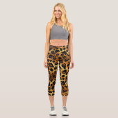 Leggings Capri Luxury Glitter Gold Brown Rust Leopard Pattern (Recto)