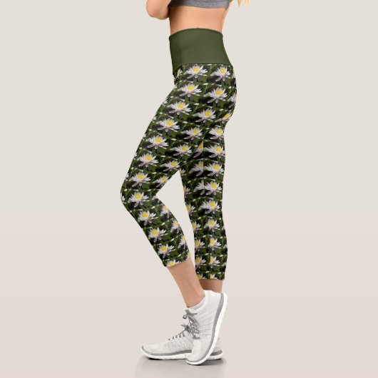 Leggings Capri Lys d'eau blanche Floral (Gauche)