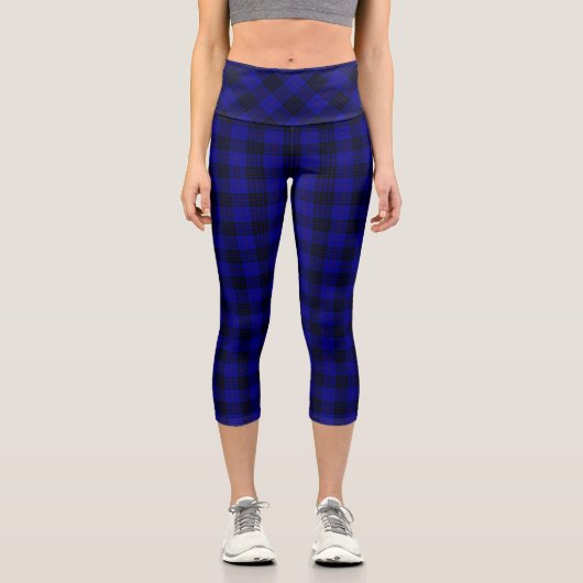 Leggings Capri MacKay tartan bleu noir plaid (Recto)