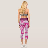 Leggings Capri magenta de jouy rose vintage (Verso)