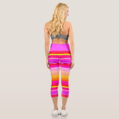 Leggings Capri Magenta rose jaune vif rayé (Verso)