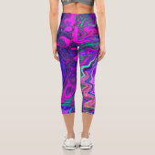 Leggings Capri Magenta super rétro Abstrait et spirale violette (Verso)