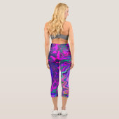 Leggings Capri Magenta super rétro Abstrait et spirale violette (Verso)