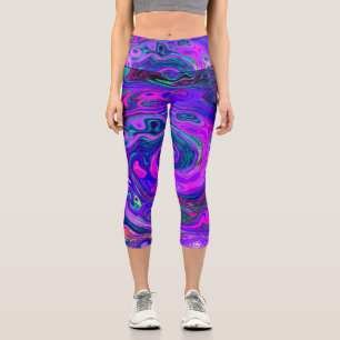 Leggings Capri Magenta super rétro Abstrait et spirale violette