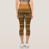 Leggings Capri Main Drawn Folk Pattern à Brown Tones (Verso)