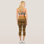 Leggings Capri Main Drawn Folk Pattern à Brown Tones (Verso)