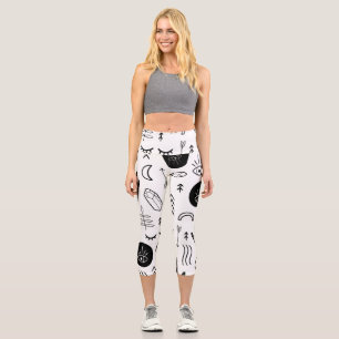 Leggings Capri Mains magiques, lune, motif ethnique.