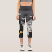 Leggings Capri Maison d'Halloween, Chats noirs, Chats, Chauves-so (Recto)