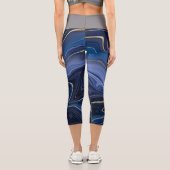 Leggings Capri Malachite Bleue Accents Dorés Luxe Chic Pierre Pré (Verso)
