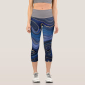 Leggings Capri Malachite Bleue Accents Dorés Luxe Chic Pierre Pré (Recto)