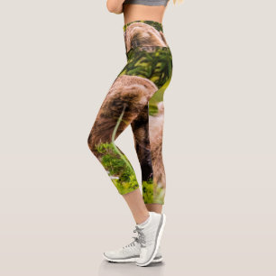 Leggings Capri Mama bear nourrit ses deux petits, Lake Clark Nati