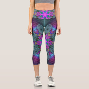 Leggings Capri Mandala à partir de la couleur centrale Art fracta