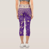 Leggings Capri Mandala avec Gold Stars Parties scintillant violet (Verso)