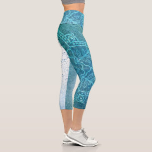 Leggings Capri Mandala bleu clair