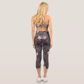 Leggings Capri Mandala de l'oeil rose noir (Verso)