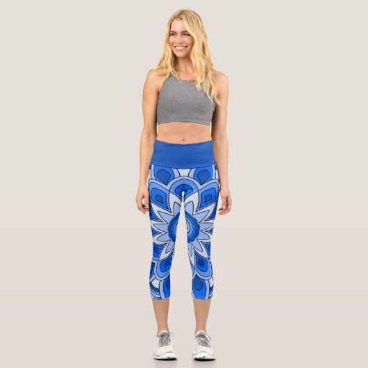 Leggings Capri Mandala en bleu (Recto)