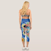 Leggings Capri Mandala Flower bleu rose et jaune (Verso)
