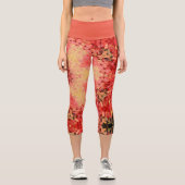 Leggings Capri Mandala numérique jaune, rose et rouge (Recto)