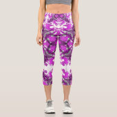 Leggings Capri mandala rose Abstrait, tourbillon papillon psychéd (Recto)