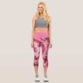 Leggings Capri Mandala rose rouge et blanc (Recto)